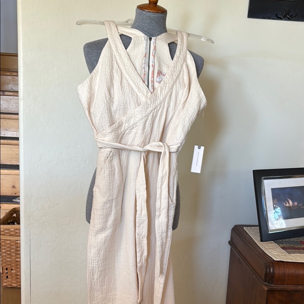 Anthropologie Beige Textured Jumpsuit